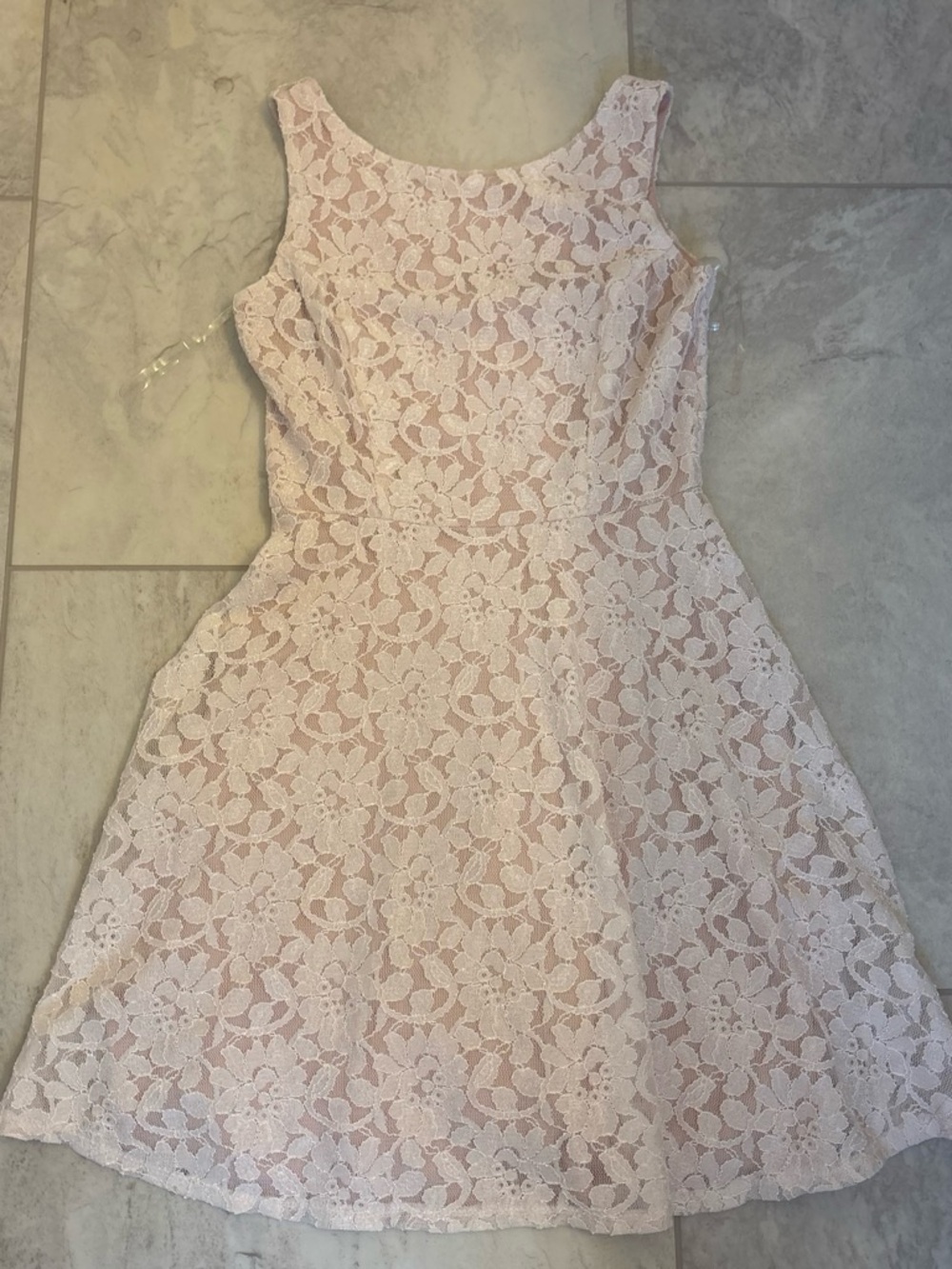 Speechless Blush Pink Lace Fit-and-Flare Mini Dress